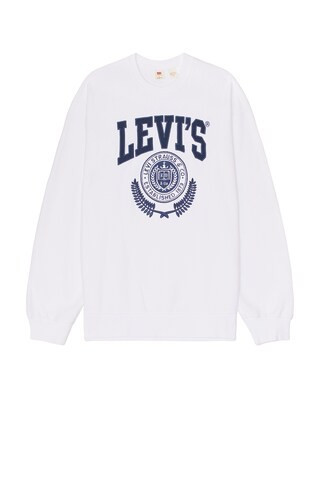 LEVI'S Relaxed Graphic Crew Neck Sweatshirt in Athletic Crest White - White. Size L (also in M, XL/1X). | FWRD 