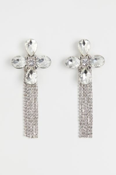 Flower-shaped Rhinestone Earrings | H&M (US + CA)