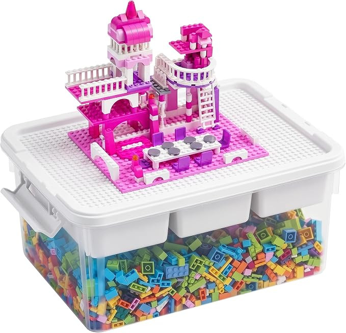 Citylife 17 QT Plastic Storage Box Building Baseplate Lid Removable Tray | Amazon (US)