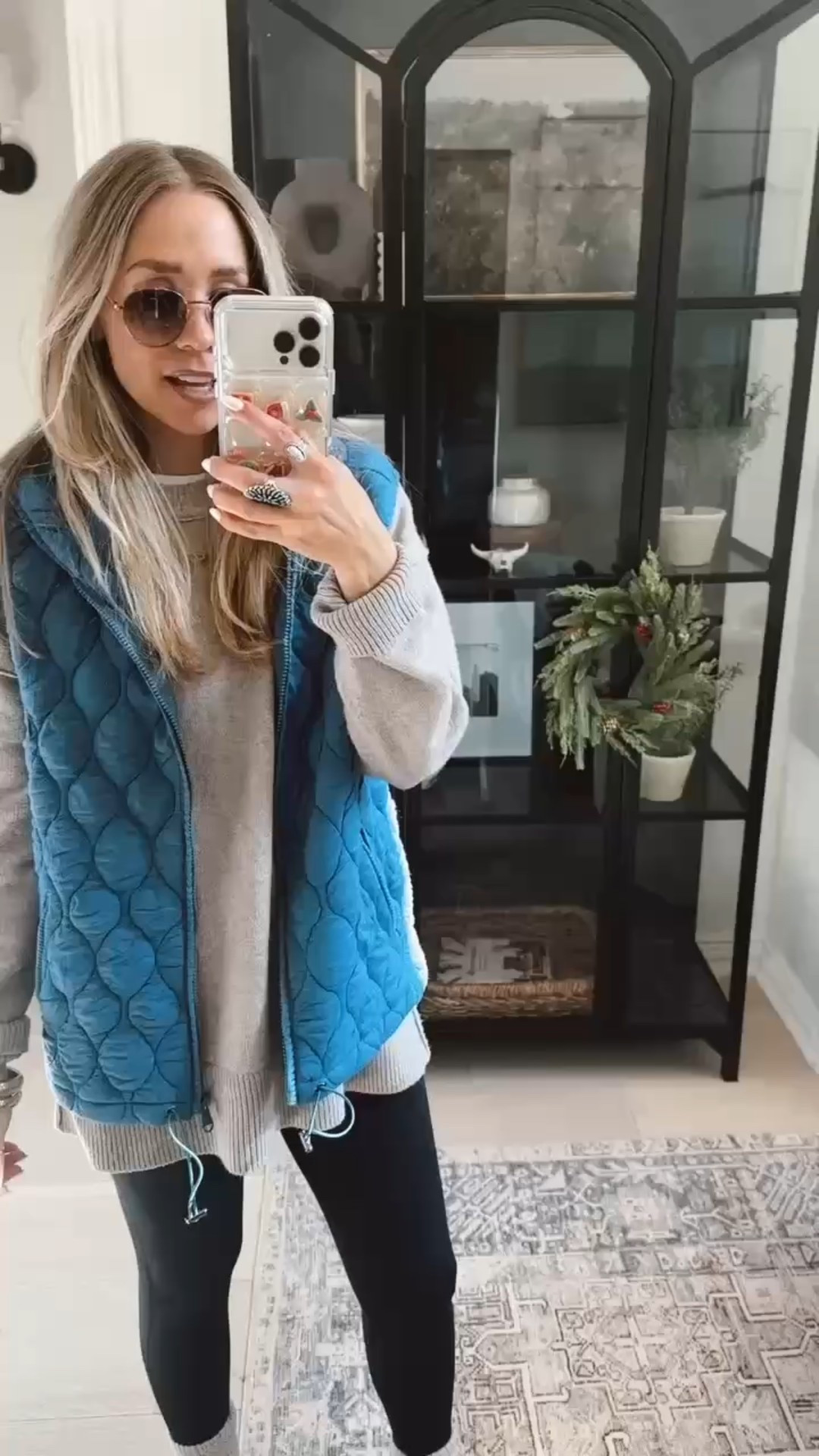 The perfect outer wear outfit! 
FP look alike vest— size s 
Aerie sweatshirt— oversized, wearing small
Fleece lined leggings — size s 
The coziest socks!!! 
Look for less Birkenstock shoes 

#LTKootd #LTKTravel #LTKWorkwear