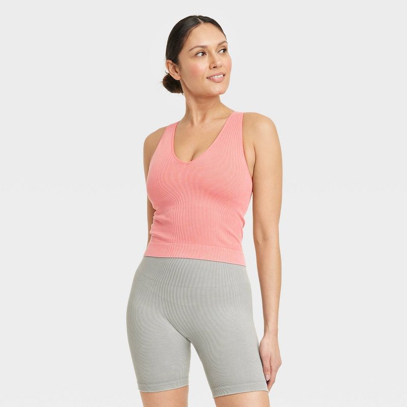 Women's V-Neck Ribbed Seamless Tank Bra - JoyLab™ | Target