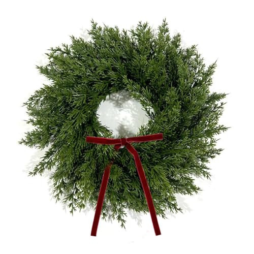 12 Inches Christmas Pine Wreath with Red Bow Cedar Wreaths Realistic Christmas Decorations for Winter Indoor&Outdoor Porch Windows Wall Home Decor, Realistic Wreath for All Seasons | Amazon (US)