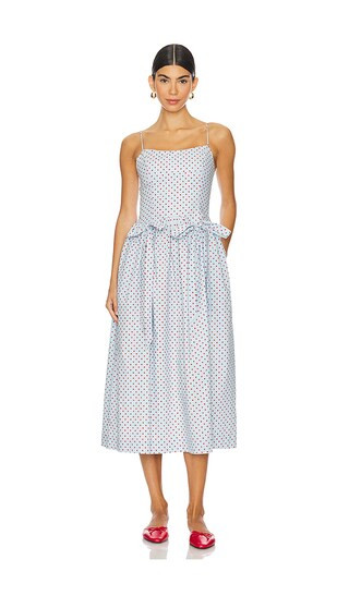 Penelope Spot Midi Dress in Blue | Revolve Clothing (Global)