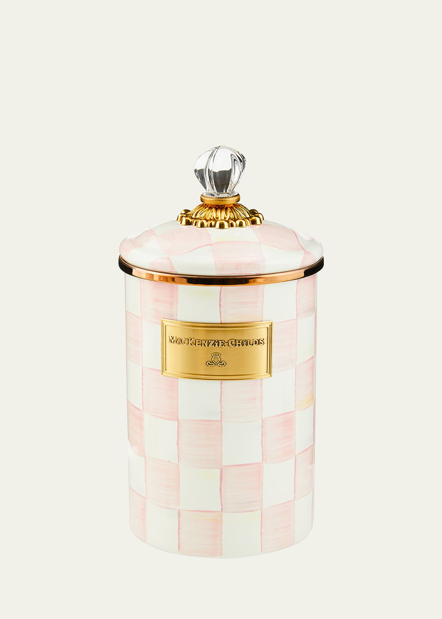 MacKenzie-Childs Rosy Check Enamel Canister, Large | Bergdorf Goodman