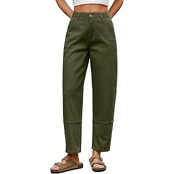 Eddoyee Harem Pants for Women, High Waisted Elastic Cropped Pants Ankle Length with Cargo Seam La... | Amazon (US)