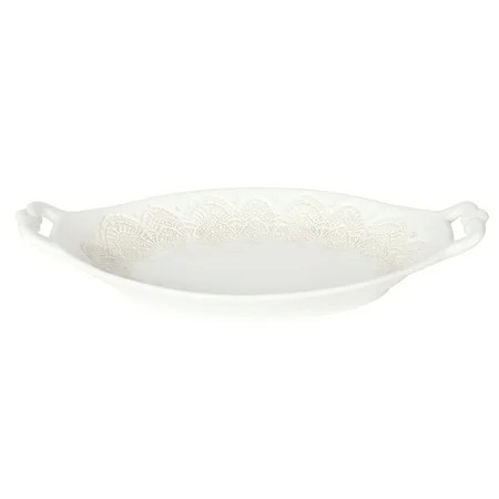 The Pioneer Woman Vintage Lace Oval Serving Bowl, Linen, 14-Inch | Walmart (US)