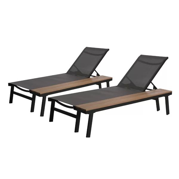 Christine 77.16 Long Reclining Eucalyptus Chaise Lounge Set with Table (Set of 2) | Wayfair Professional