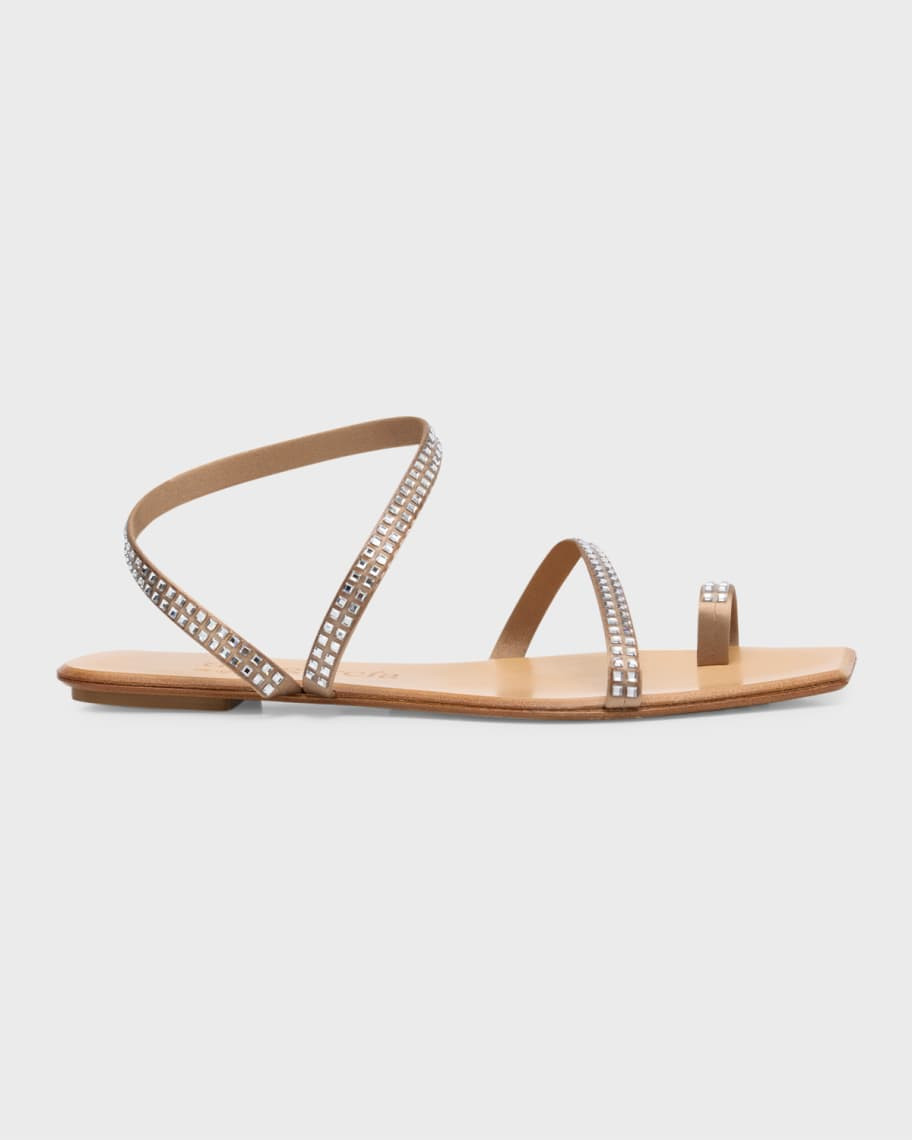 Pedro Garcia Vilon Crystal Toe-Ring Flat Sandals | Neiman Marcus