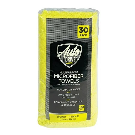Auto Drive Car Cleaners Multipurpose Microfiber Towels 14" x 14", Multicolor, 30 Pack | Walmart (US)