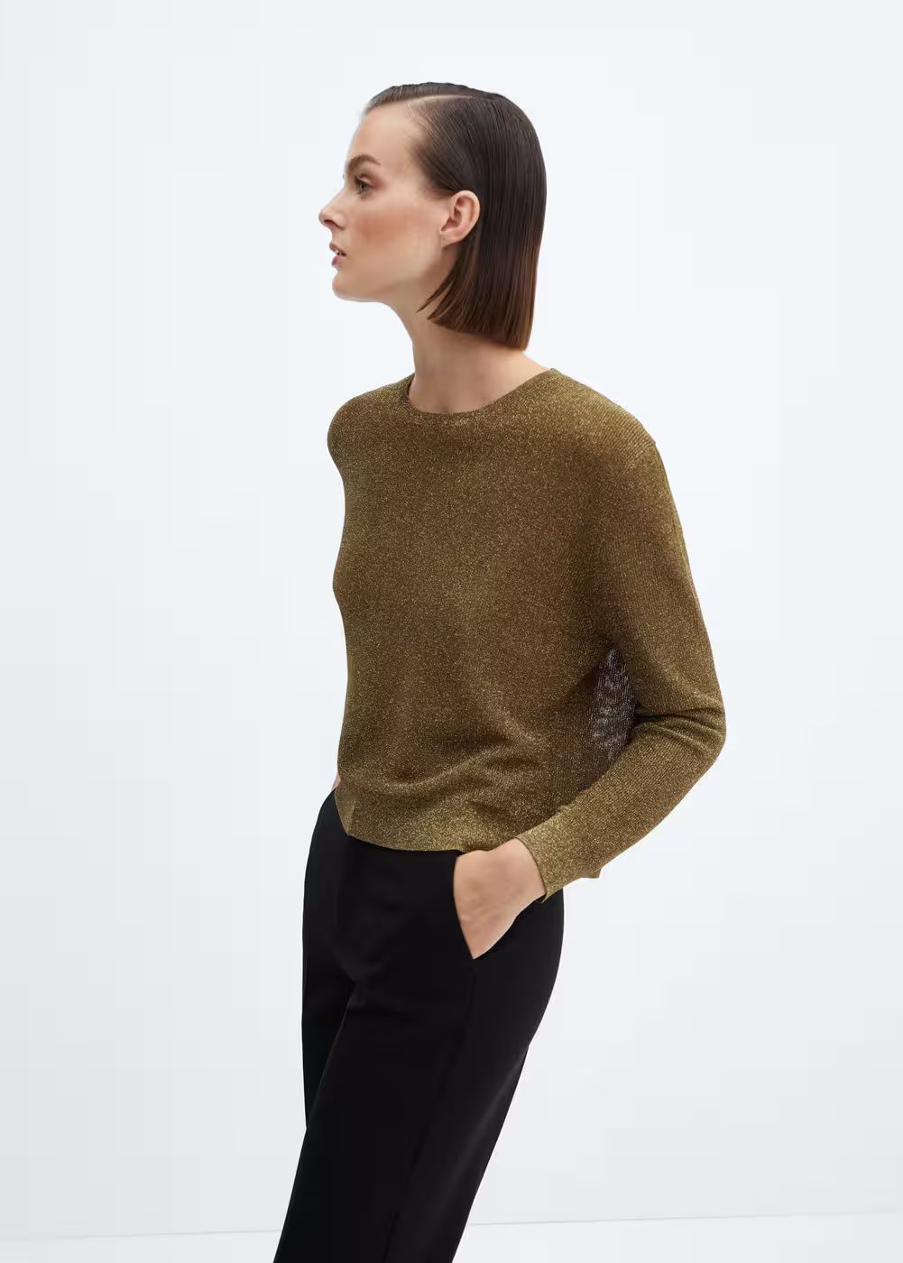 Crewneck lurex sweater -  Women | Mango USA | MANGO (US)