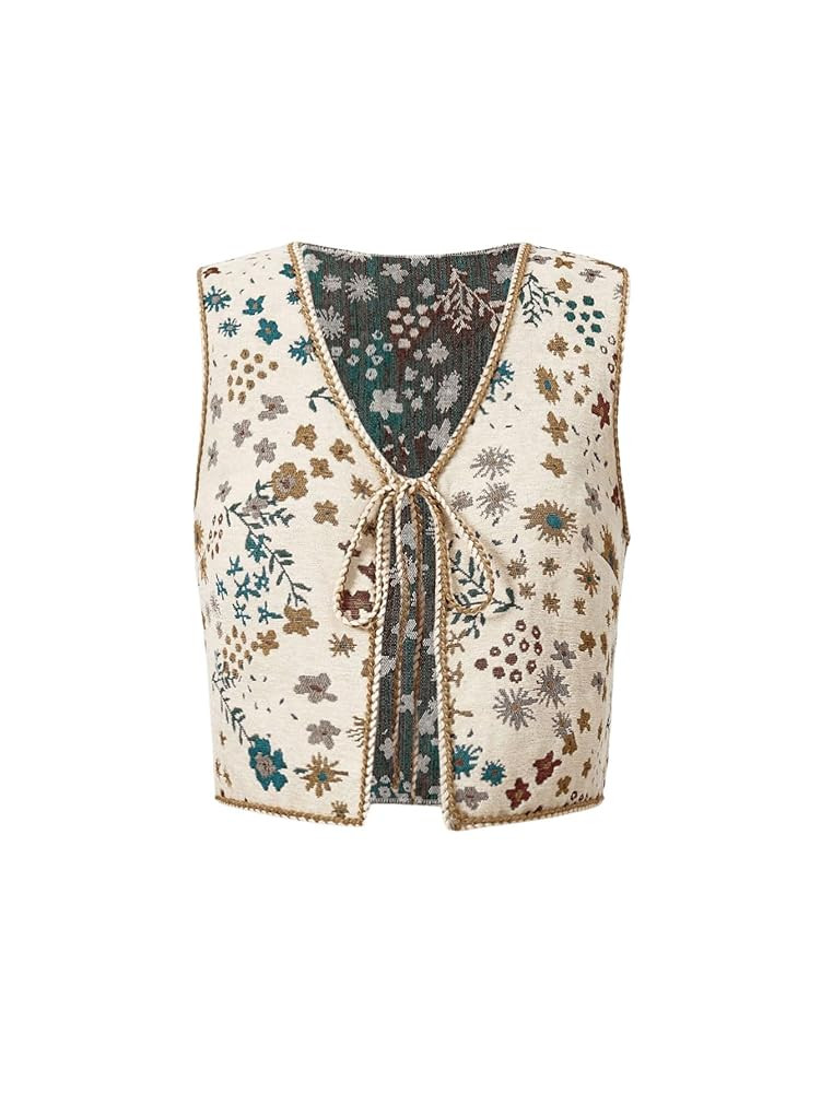 GORGLITTER Women's Sleeveless Western Rodeo Country Concert Cowgirl Outfit Tie Front Cardigan Ves... | Amazon (US)