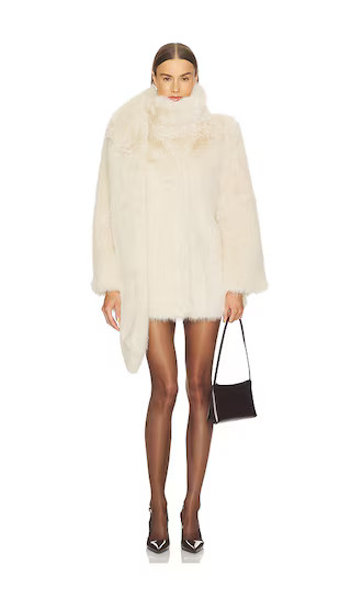 Brenda Faux Fur Coat in Ivory | Revolve Clothing (Global)