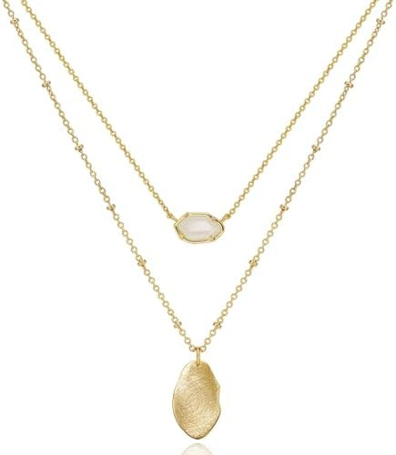 Amazon.com: OZEL - Crystal Colorful Delecate Cutting Layerd Necklace Birthday Gifts_1M1234-2_clea... | Amazon (US)