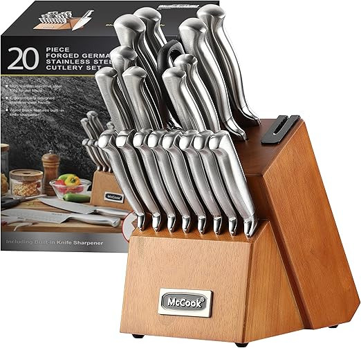 McCook® MC69W Kitchen Knife Sets,20 Pieces German Stainless Steel Knives Block Set with Built-in... | Amazon (US)