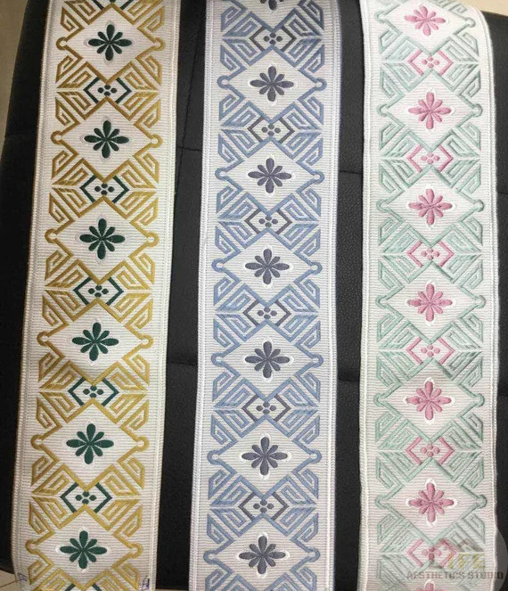 TAPE CURTAIN BORDER - Embroidered Trim - Fabric Trim By The Yard - Modern Home Decor Curtain Trim... | Etsy (US)