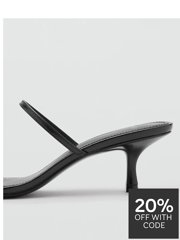 Mango Heeled Sandals with Metallic Detail - Black | Very (UK)