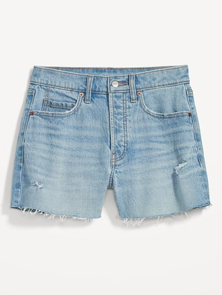 Higher High-Waisted Button-Fly Sky-Hi A-Line Cut-Off Jean Shorts for Women -- 3-inch inseam | Old Navy (US)