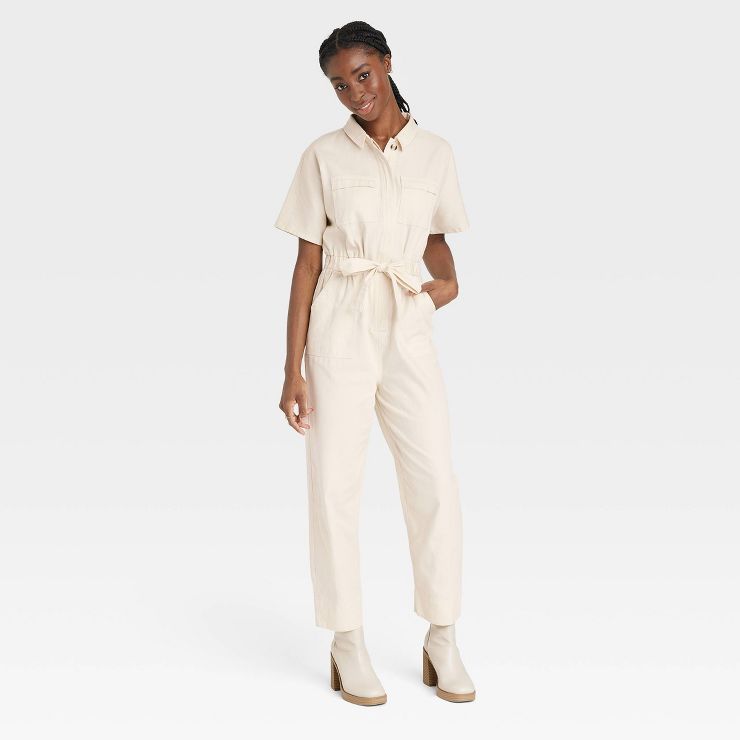 Women's Short Sleeve Button-Front Boilersuit - Universal Thread™ | Target