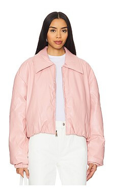 Bubish Elsa Leather Bomber Jacket in Powder Pink from Revolve.com | Revolve Clothing (Global)