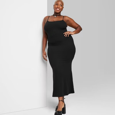 Women's Ribbed Maxi Slip Value Dress - Wild Fable™ Black 3X | Target
