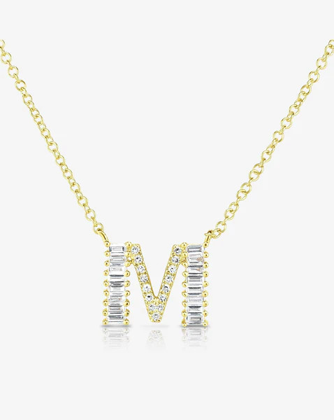 Baguette + Pavé Initial Necklace | Ring Concierge