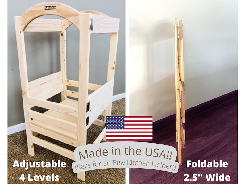 Foldable Kitchen Helper, Toddler Step Stool, Kitchen Helper Tower, Montessori Tower Learning, Adj... | Etsy (US)