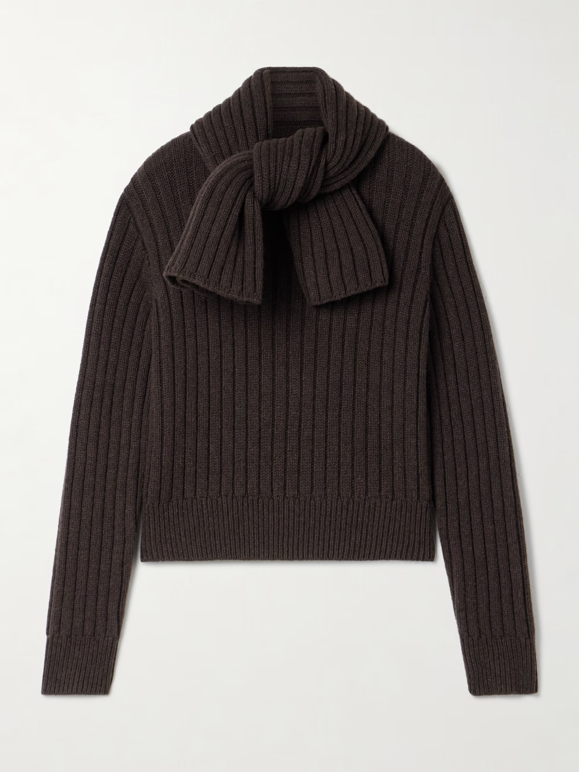The Ryan scarf-detailed ribbed recycled-cashmere sweater | NET-A-PORTER (UK & EU)