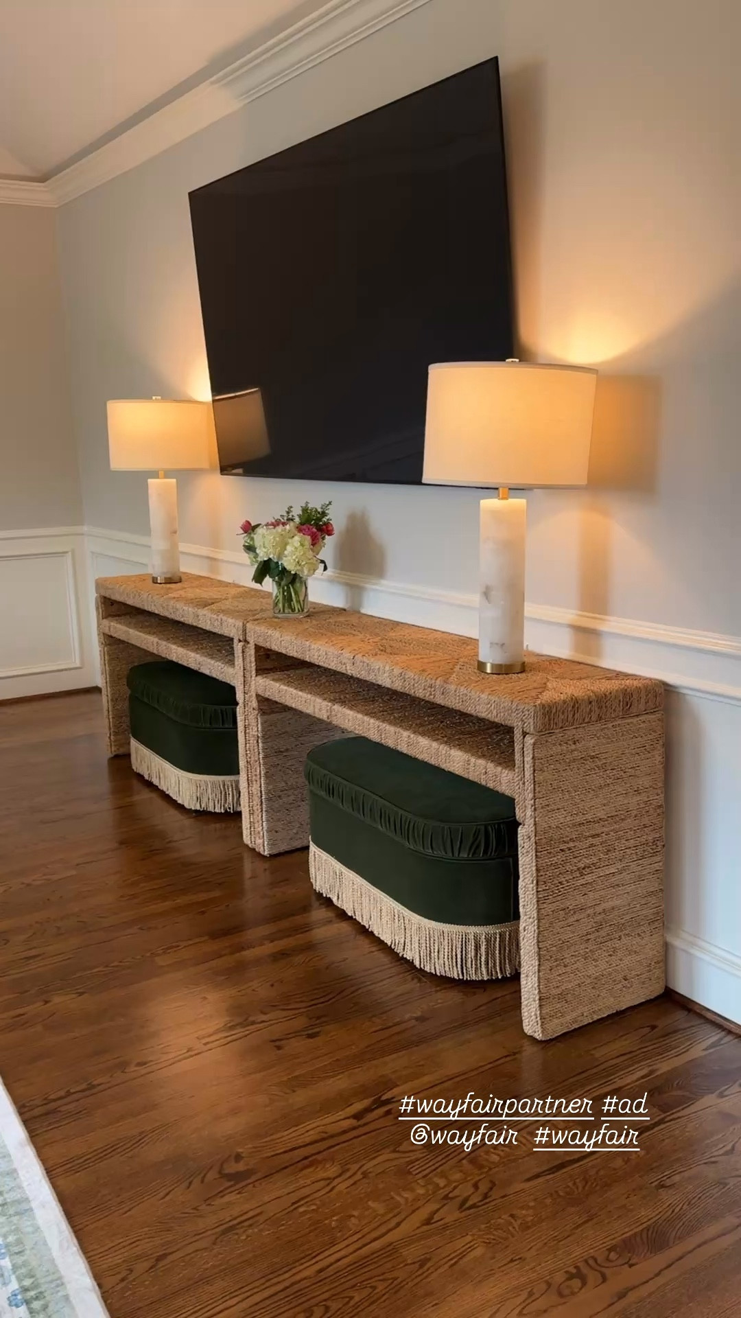 Top shopped woven console is back in stock! #wayfairpartner #ad #wayfair @Wayfair easy assembly too! I pushed two together for an extra long tv media console 

#LTKHome