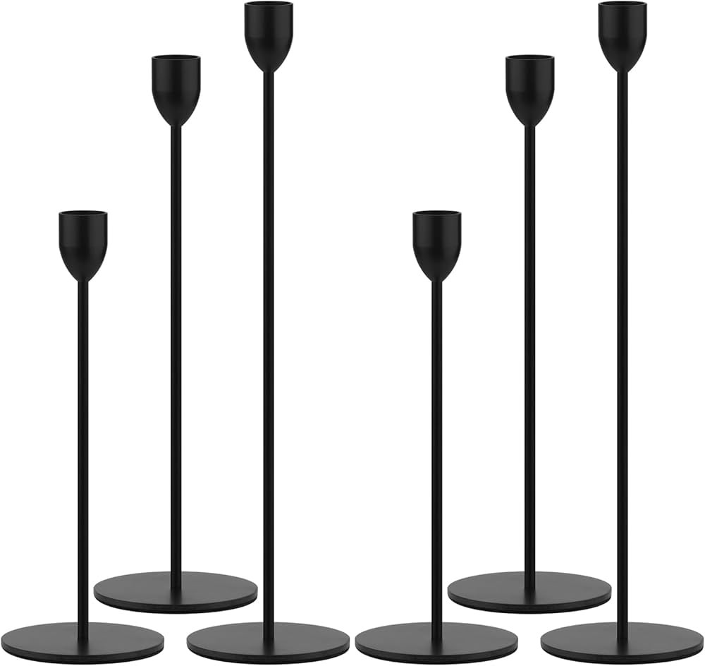 Ohtomber Black Taper Candle Holders - 6PCS Candlestick Holders, Candle Sticks Holder Decor for Pi... | Amazon (US)
