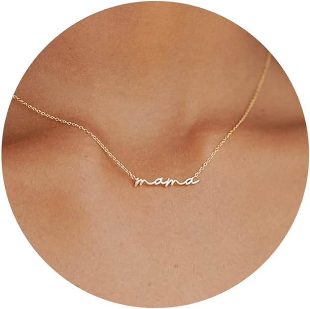 Moodear Mama Pendant Necklaces for Women - Dainty Small 18K Gold Plated Mom Necklace Non Tarnish ... | Amazon (US)