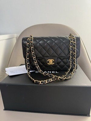 Authentic Small Chanel Double Flap Bag In Black Caviar Leather  | eBay UK | eBay UK