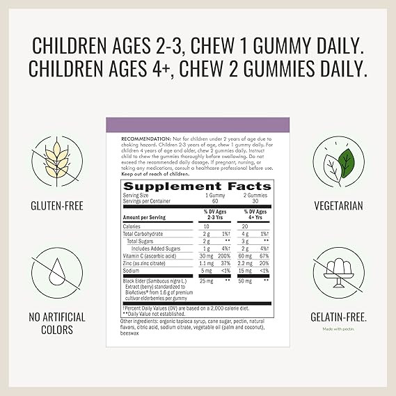 Amazon.com: Nature's Way Sambucus Elderberry Kid's Gummies Herbal Supplements, Black Elderberry |... | Amazon (US)