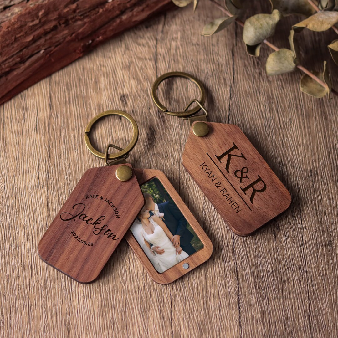 Personalized Photo Keychain - Photo on Wood Keychain, Engraved Keychain, Custom Couple Keychain, ... | Etsy (US)