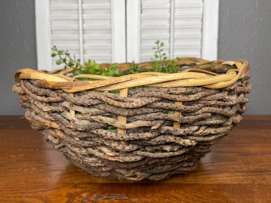 Brown Twigs and Branches Wooden Large Bowl Basket | Etsy (US)
