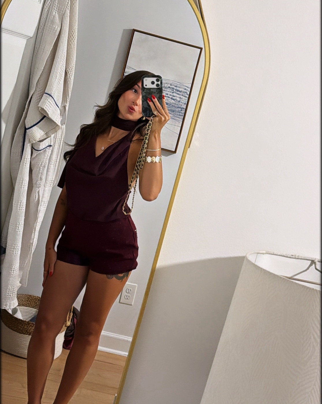 Burgundy is the perfect fall transition color 🍷 These shorts are such a good piece for date night, girls’ night, or a fall going out outfit, and I’ve even worn them with tights into the winter. They also have a matching blazer for a chic coordinated look. This cowl neck scarf top is from a different brand, but pairs perfectly with the shorts and would look just as cute styled with jeans for an easy night out look.

#FallOutfit #DateNightOutfit #GirlsNightOutfit #BurgundyOutfit #FallFashion #GoingOutTop #FallTransitionOutfit #NightOutStyle #PetiteFashion #FallStyle

#LTKootd #LTKSeasonal #LTKU