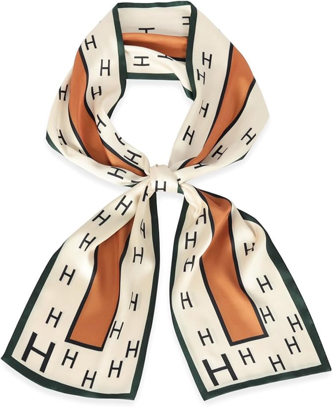 Relang Satin Scarf Mulberry Silk Printed Head Wrap Hair Band 7"" x 59"" | Amazon (US)