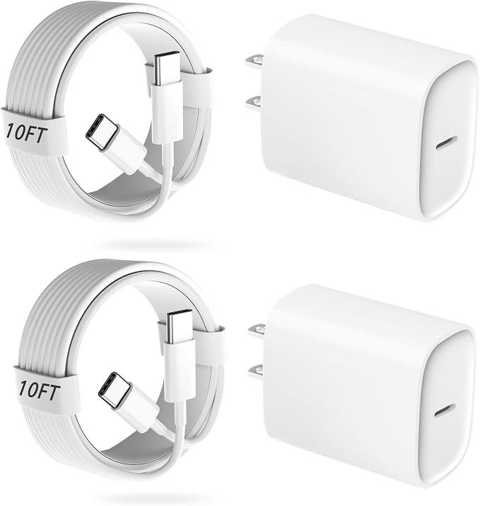 iPhone 17 16 15 Pro Charger Fast Charging, 20W USB C Fast Charger Block with 10ft Long Type C Cha... | Amazon (US)