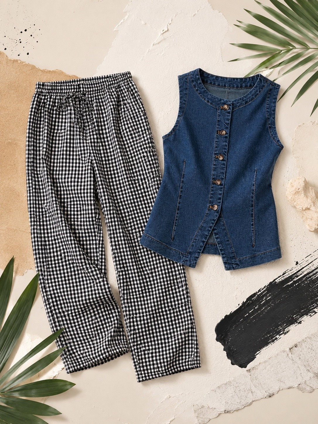 The cutest easy-breezy outfit combo 🤍 This denim button-front vest + gingham wide-leg pants is giving effortless summer style!

#LTKootd