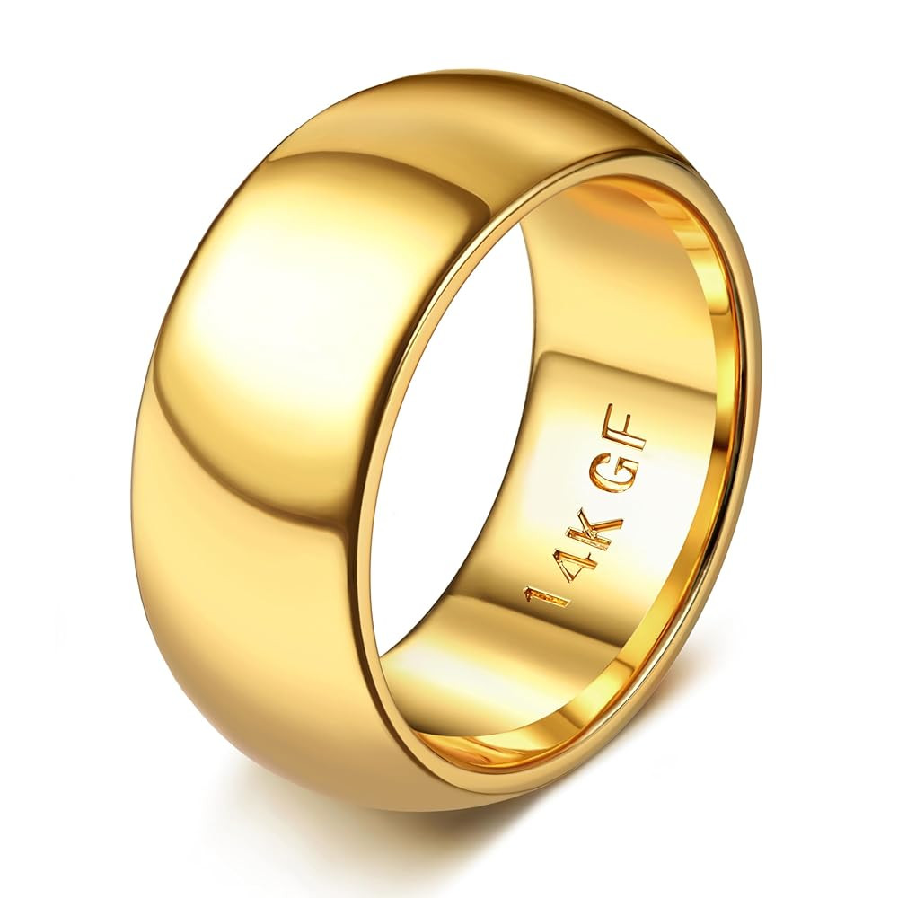 Florideco 14K Gold Filled Ring Gold Band for Women Men Thick Thin Pinky Thumb Ring Gold Wedding B... | Amazon (US)