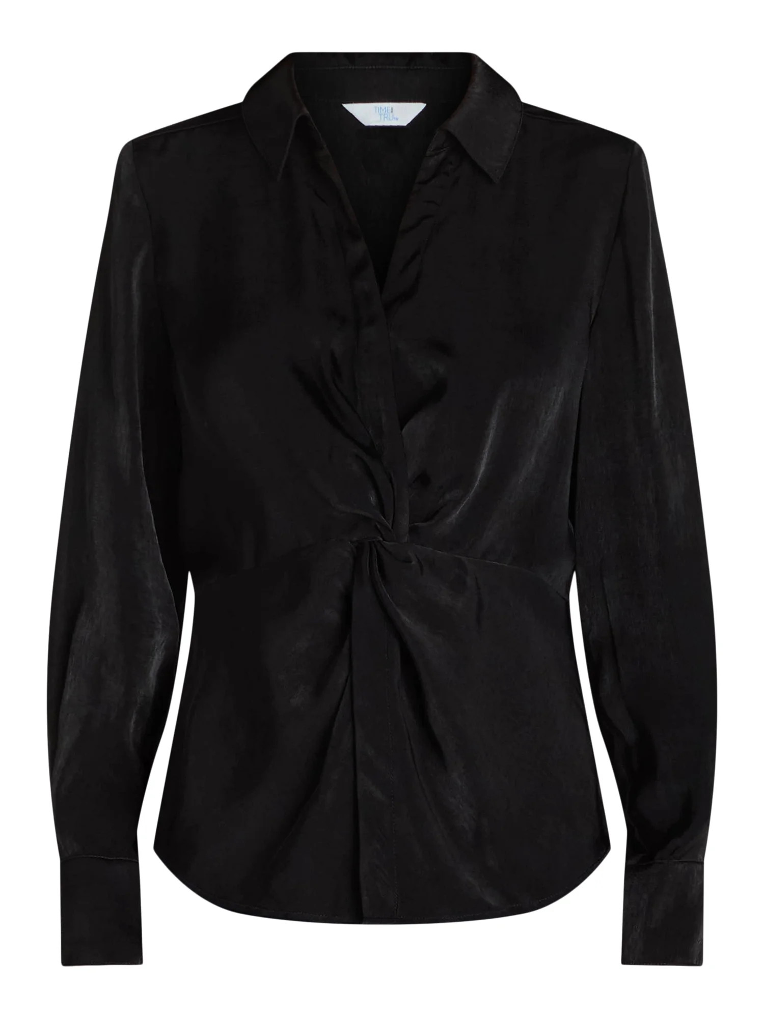 Time and Tru Women's Twist Front Woven Top, Sizes S-XXXL - Walmart.com | Walmart (US)