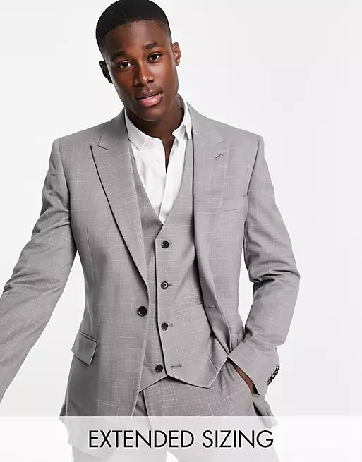 ASOS DESIGN slim suit in charcoal crosshatch | ASOS (Global)