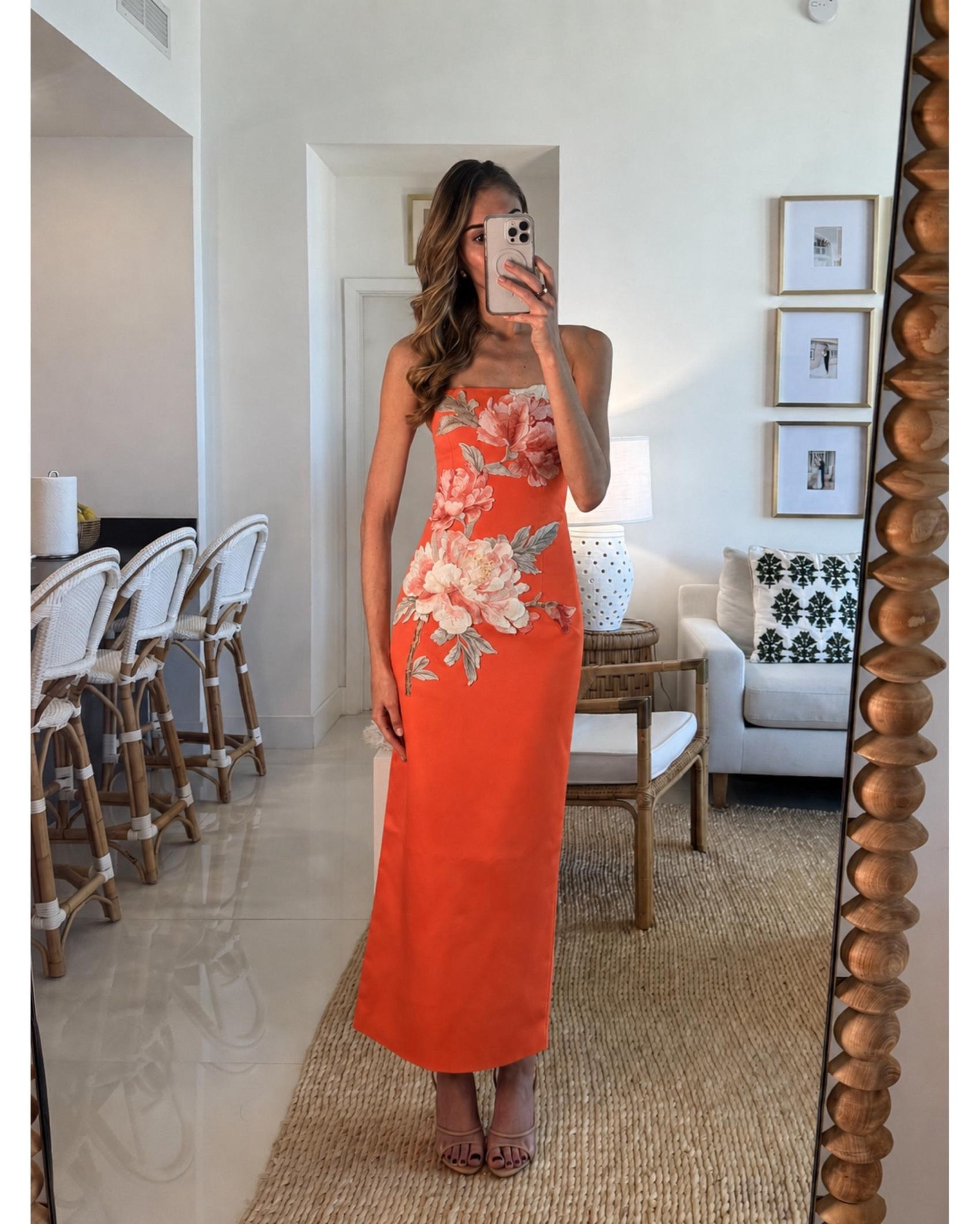 Leo Lin Ava Maxi Dress in Saffron | orange wedding guest dress