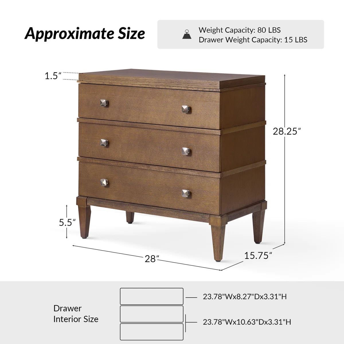 Taesan Transitional  28'' W 3-Drawer Nightstand with Charging Station and Solid Wood Legs (Set of... | Wayfair North America