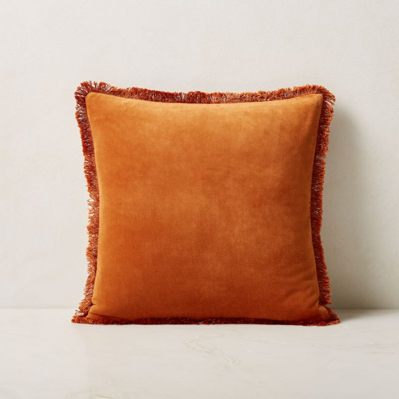 Bettie Copper Velvet Throw Pillow Cover 18'' + Reviews | CB2 | CB2