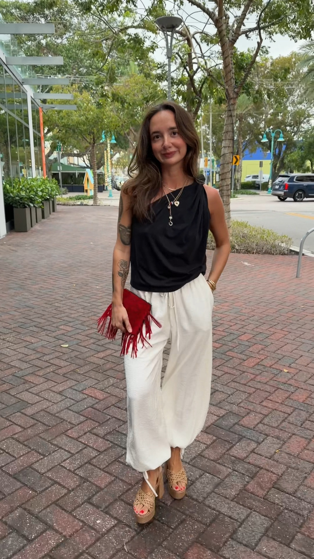 XS/short balloon pants! They run big! My top is the Harvey top from Reformation- no longer sold but lots of similar options!