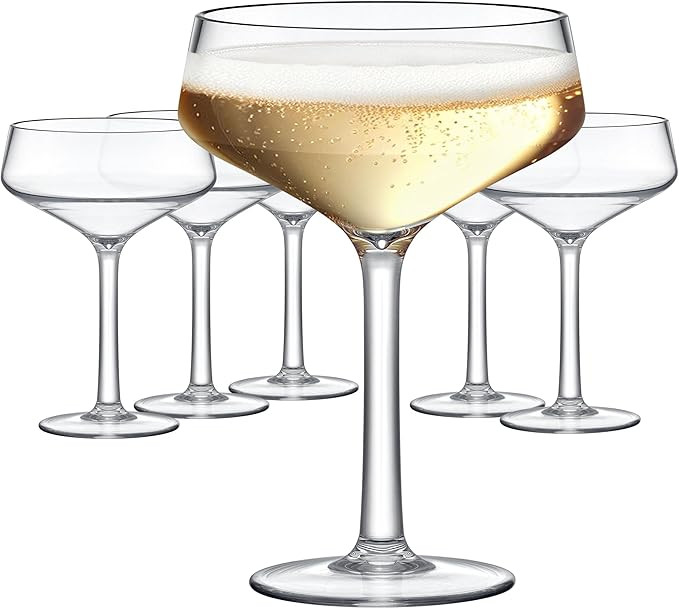 Amazing Abby - Courtney - 12-Ounce Plastic Coupe Glasses (Set of 6), Martini Glasses, Champagne S... | Amazon (US)
