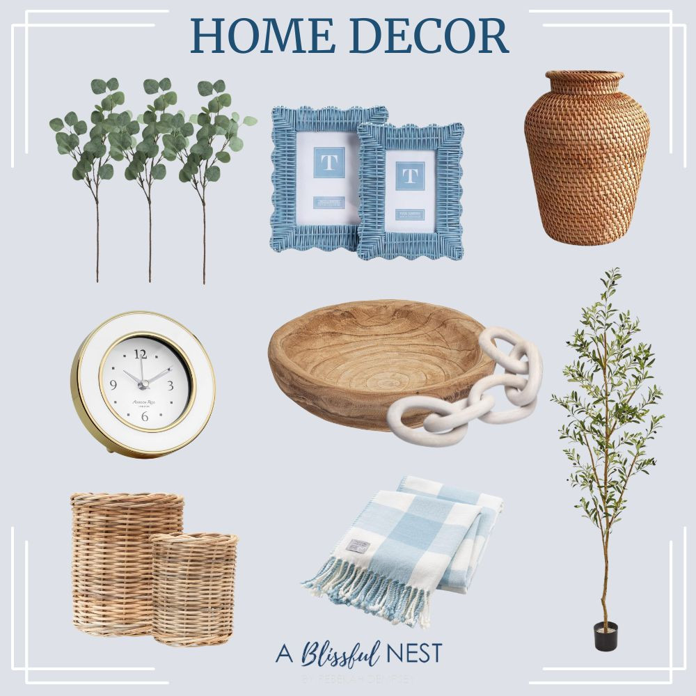 Transform your space instantly. Grab these home finds today.
checkered throw blanket, hand-woven wicker basket, artificial silk tree, decorative wood link chain, wood bowl, gold-plated silent alarm clock, handmade woven vase, blue rattan photo frame, artificial eucalyptus stems 

 #LTKHome #LTKFindsUnder50 #LTKFindsUnder100