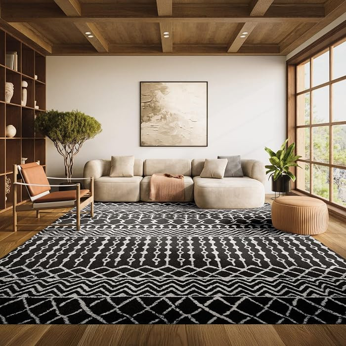 SAFAVIEH Area Rug 8x10 - Tulum Collection - Large - Black & Ivory, Moroccan Boho Distressed Desig... | Amazon (US)