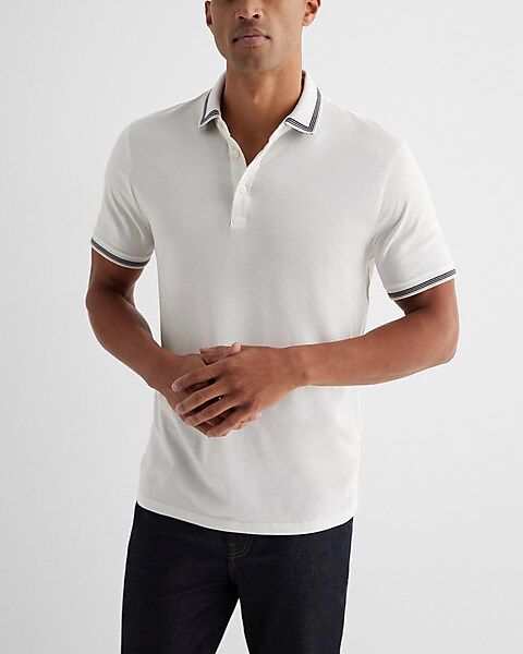 Multi Stripe Tipped Collar Perfect Pima Cotton Polo | Express