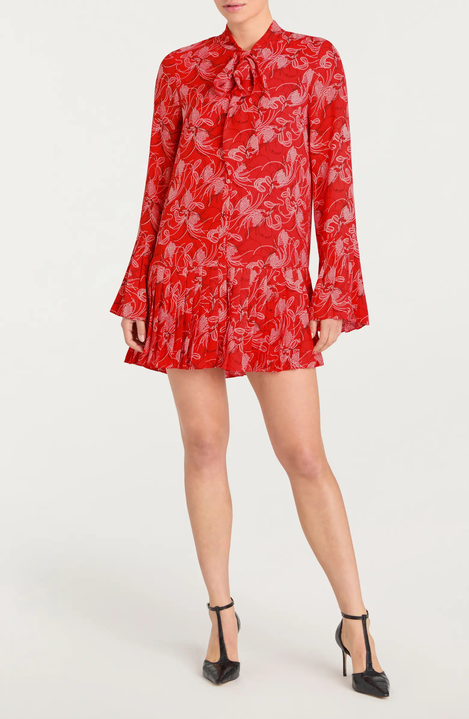 Alinda Botanical Floral Long Sleeve Drop Waist Shirtdress | Nordstrom